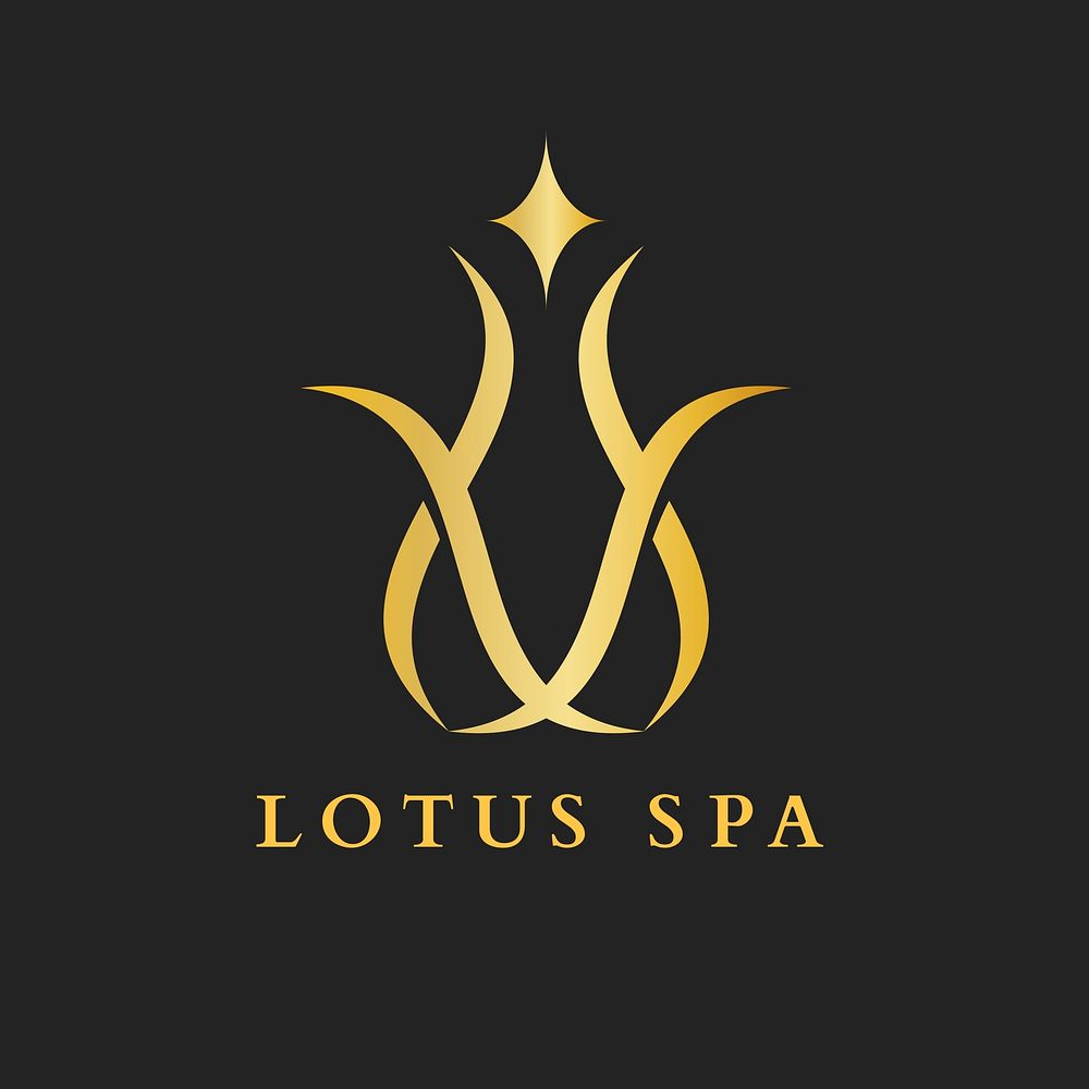 Beauty spa logo template, lotus flower illustration for health & wellness business vector