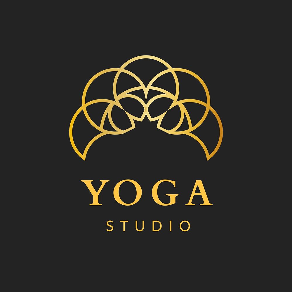 Yoga studio gold logo template, modern design vector