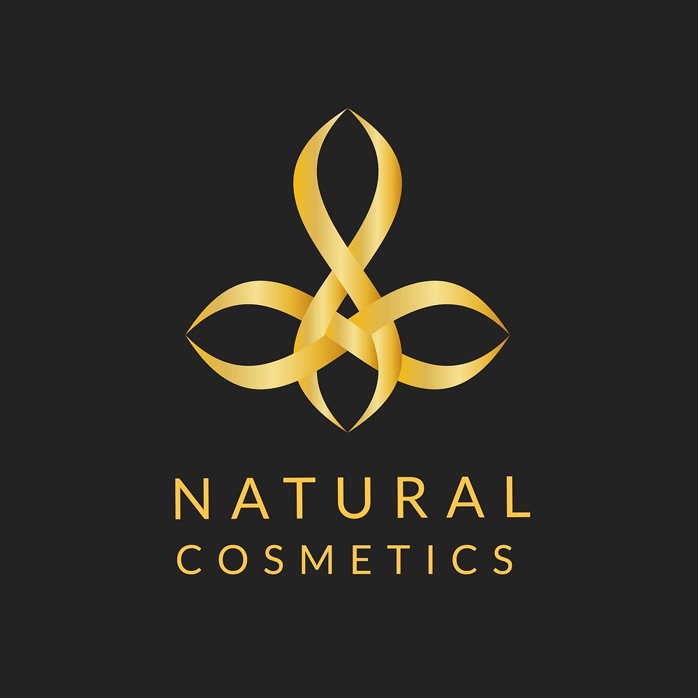 Natural cosmetics logo template, gold professional design vector