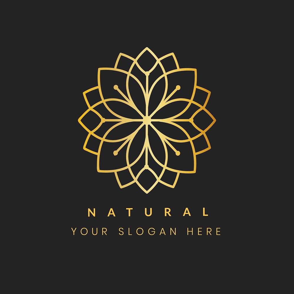 Wellness business logo template, gold professional design vector