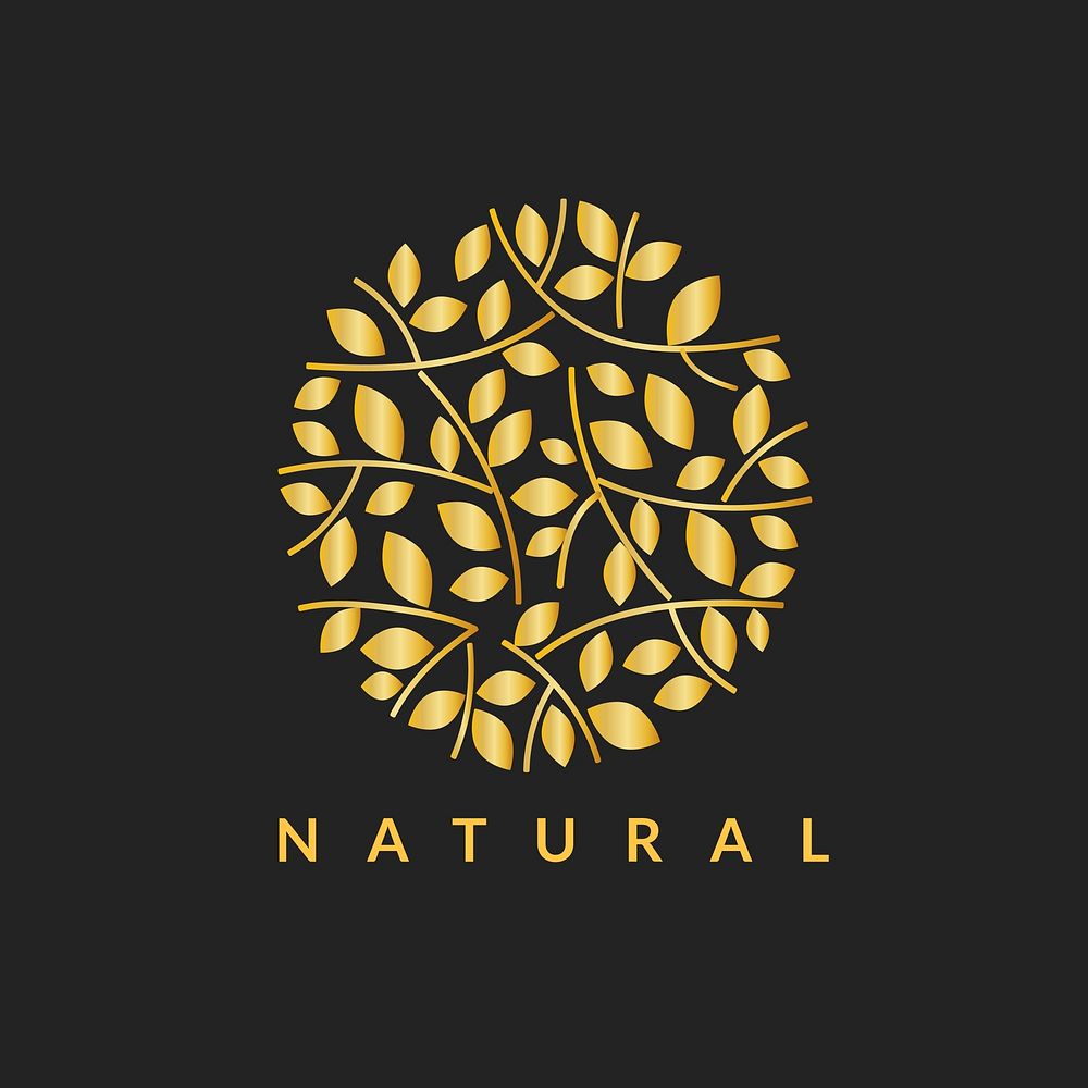 Wellness business logo template, gold professional design vector