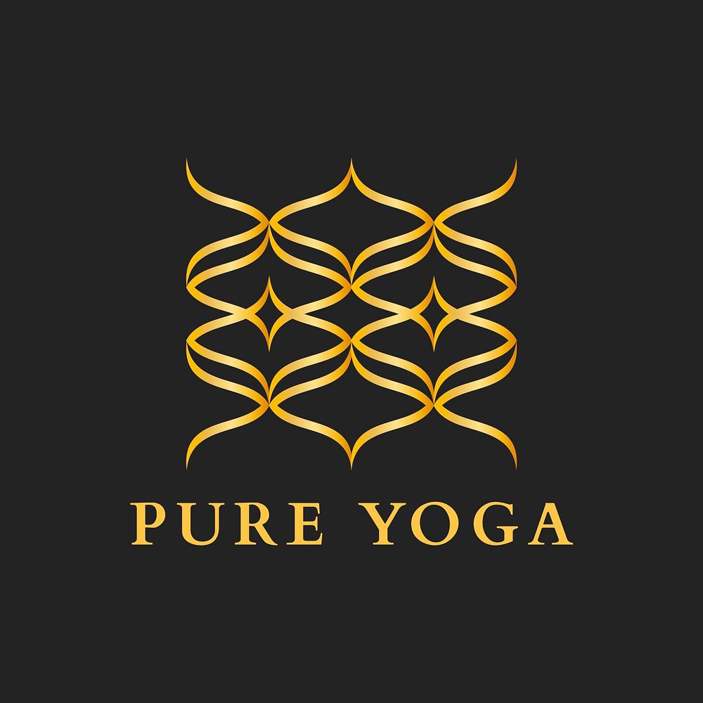 Modern yoga logo template, classy gold wellness business vector