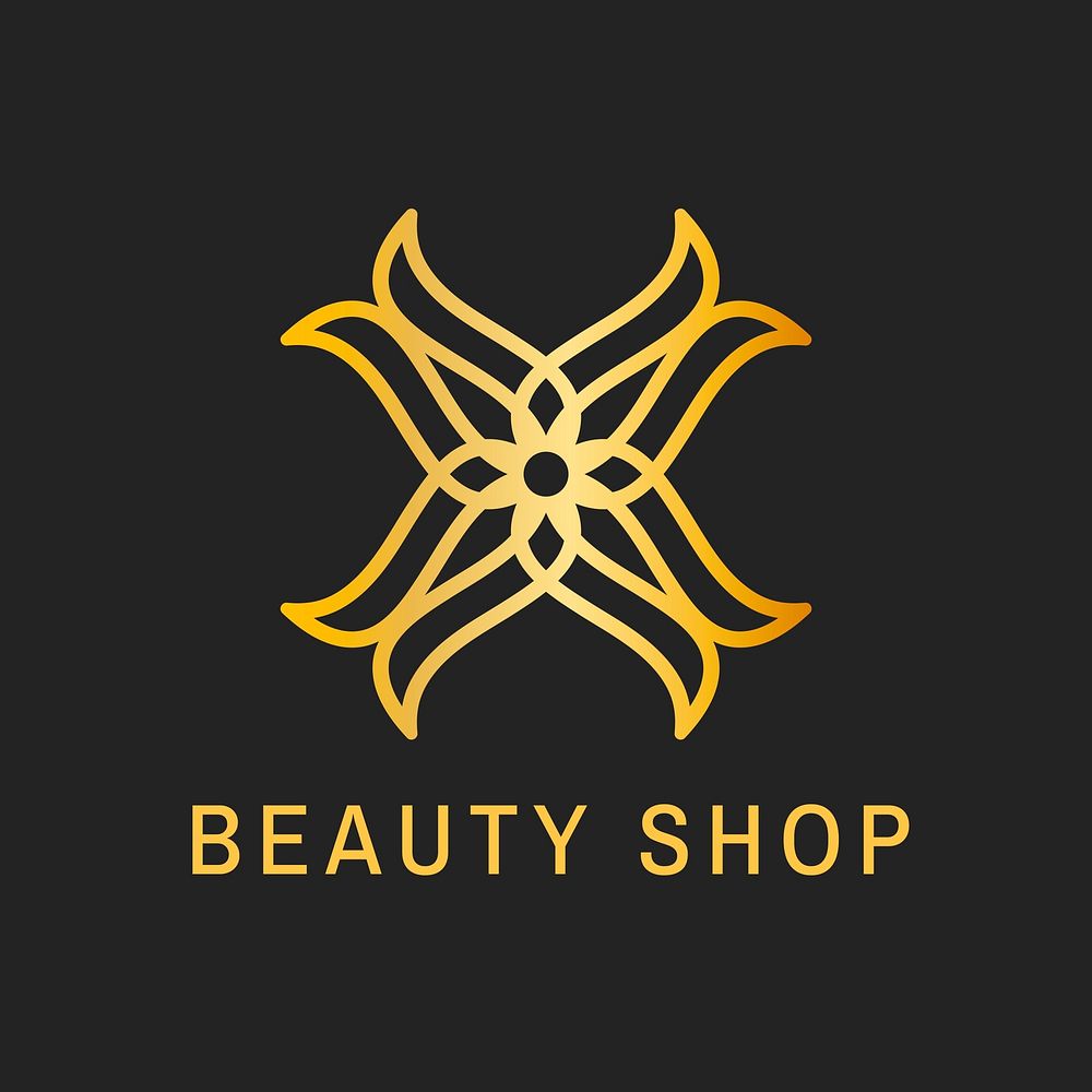 Modern beauty shop logo, flower professional creative design vector