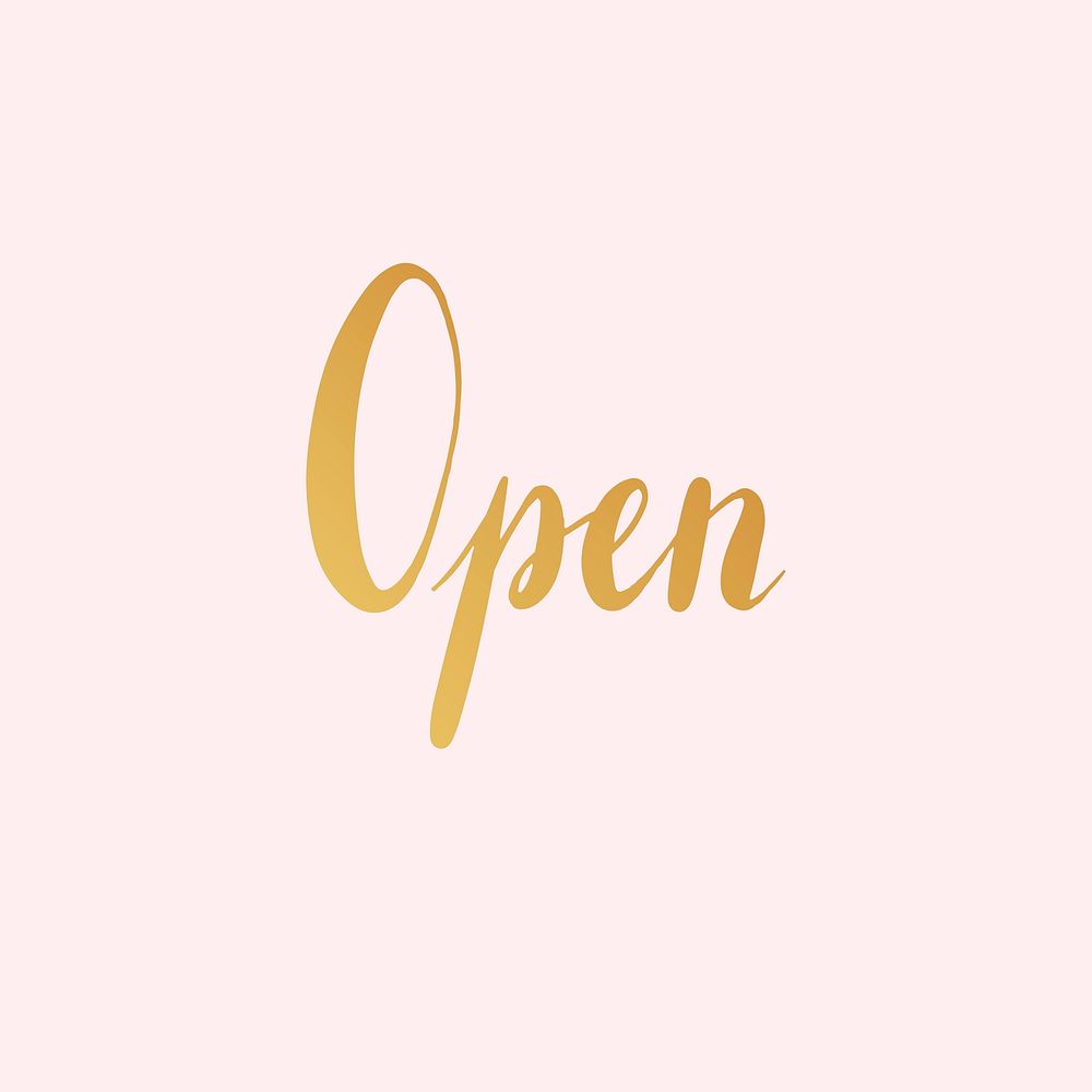 Open word, pink & gold typography psd