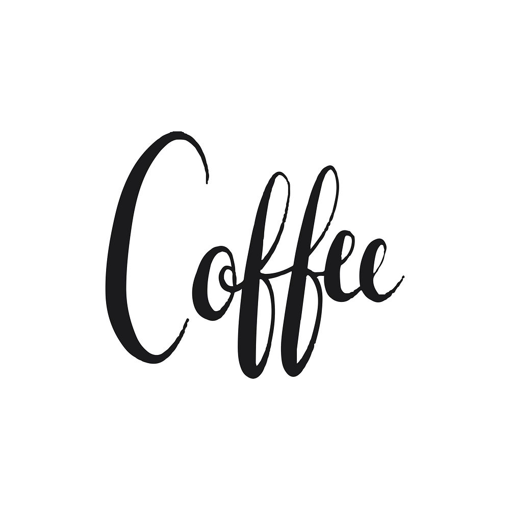 Coffee word, black & white typography psd