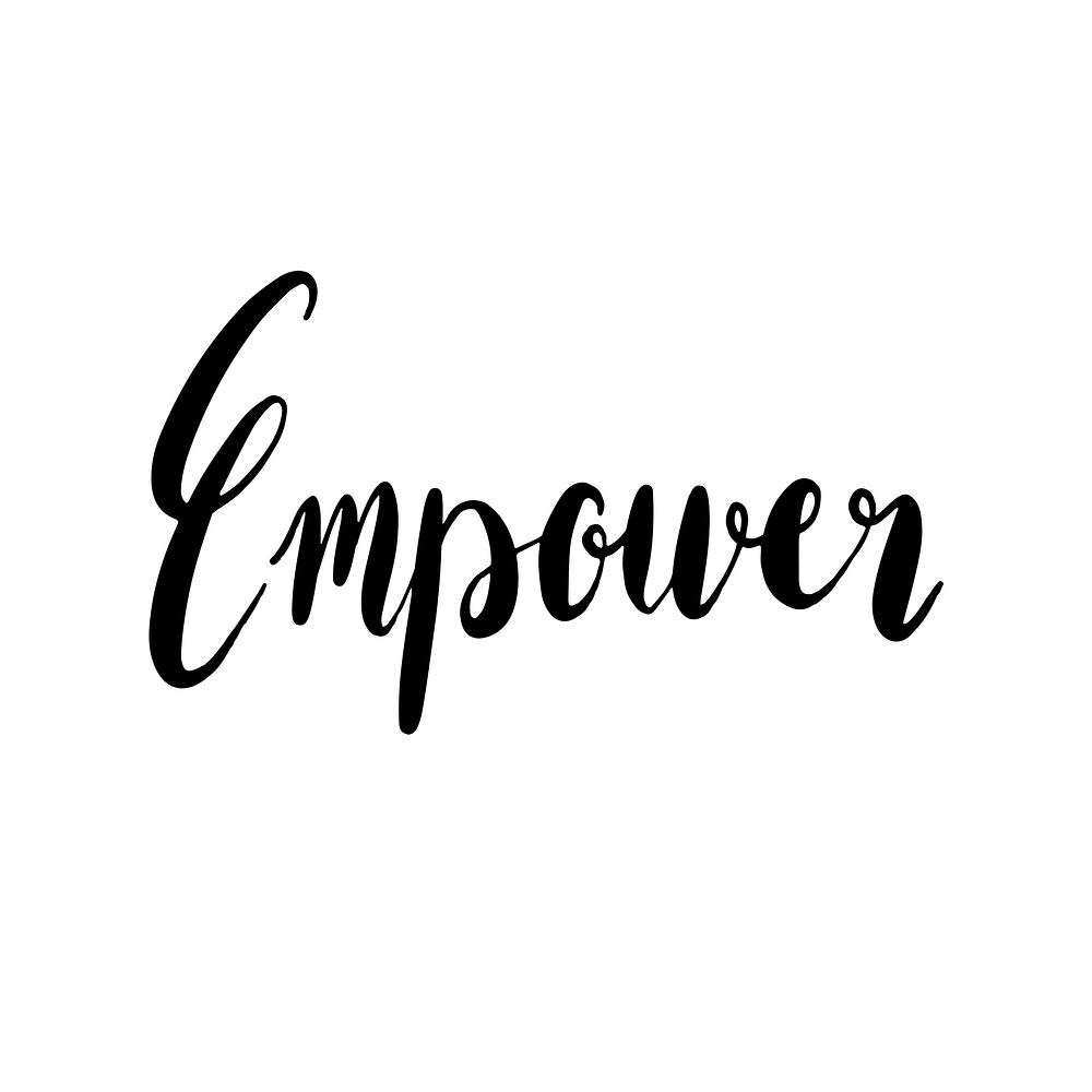 Empower word, black & white typography psd