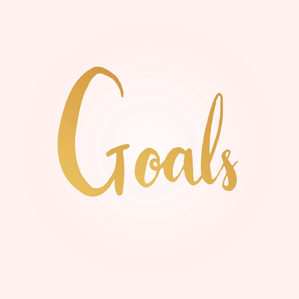 Goals word, pink & gold typography psd