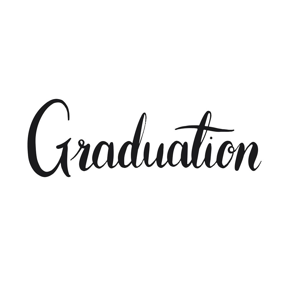 Graduation word, black & white typography psd