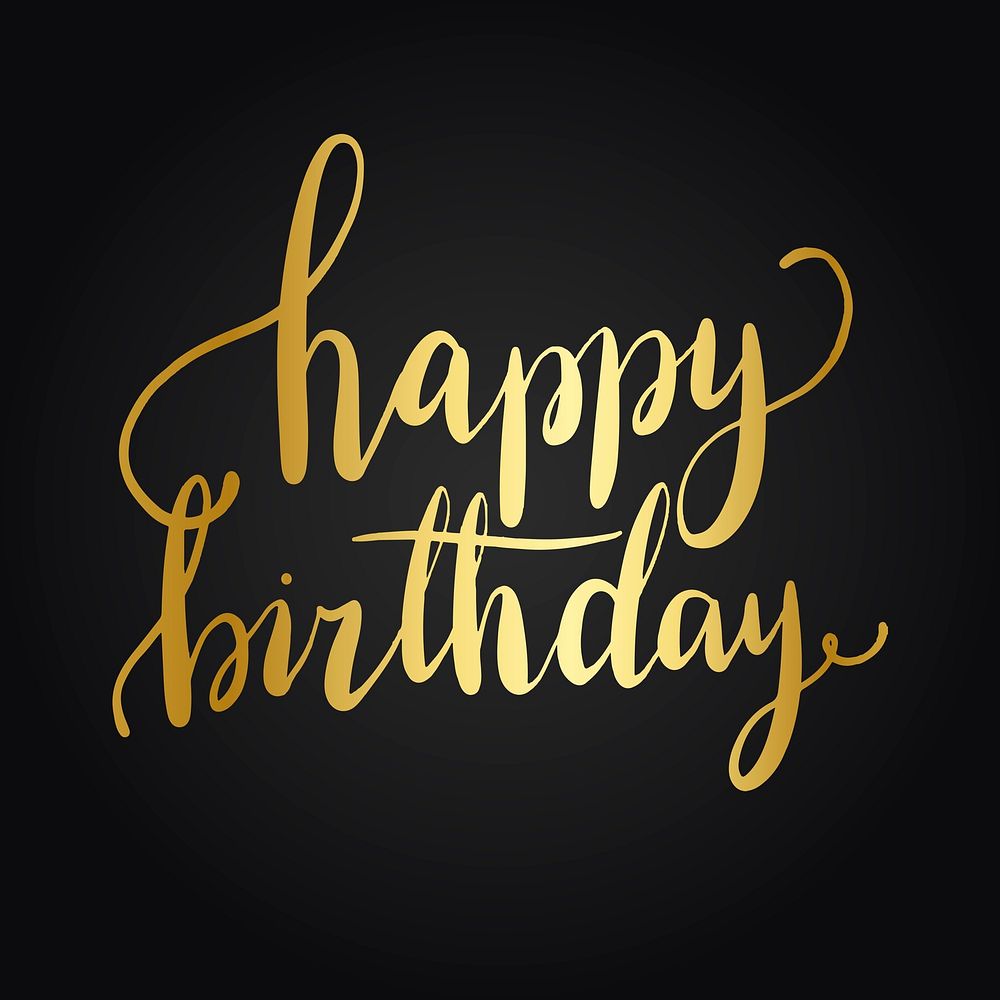 Happy birthday word, gold & | Free PSD Illustration - rawpixel