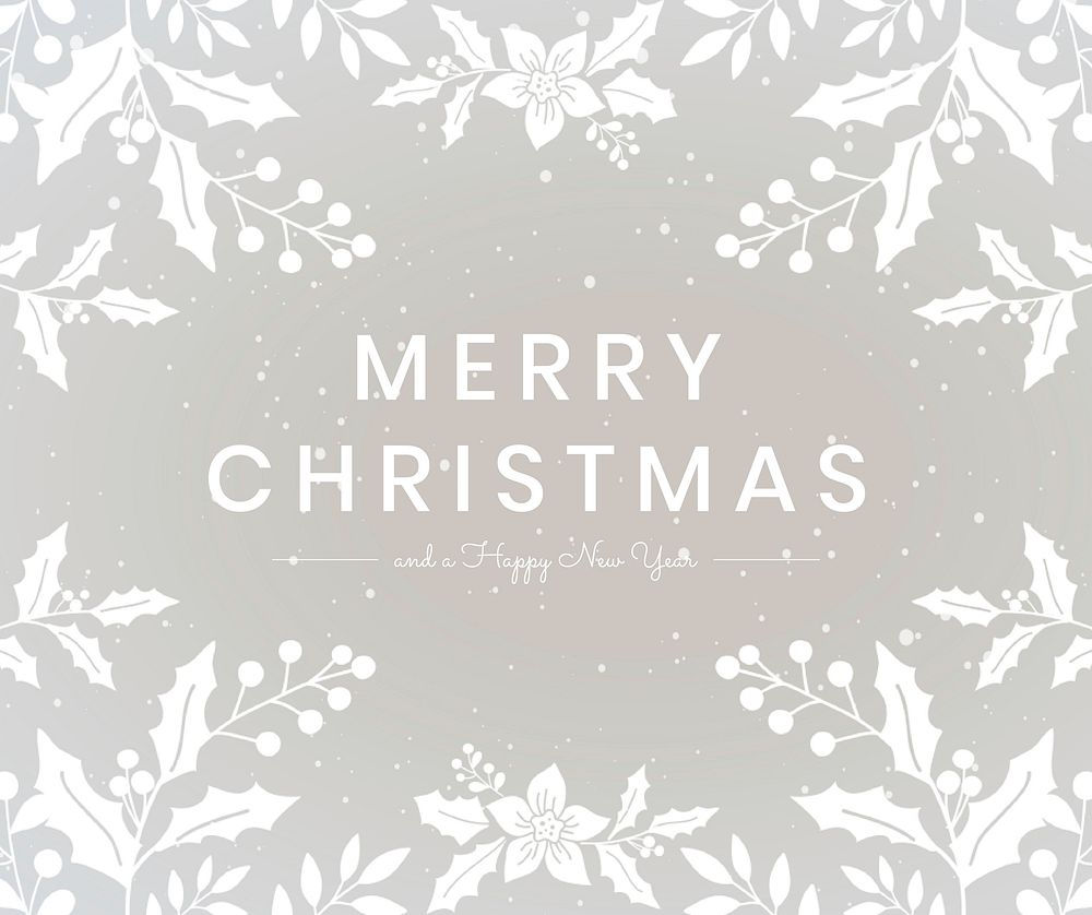 Merry Christmas wish vector gray floral background
