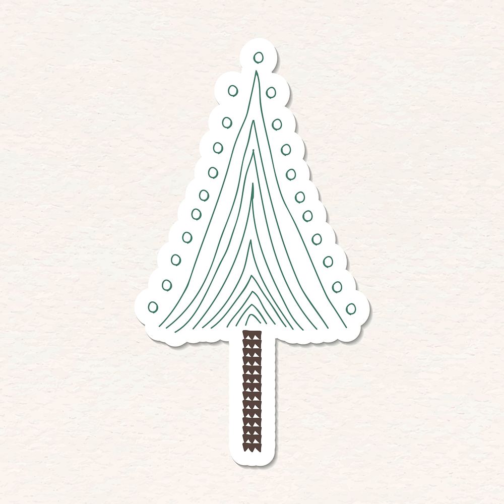 Cute pine tree sticker with a white border vector