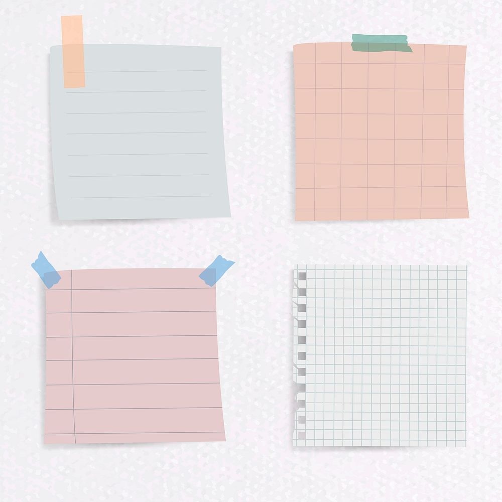 Set of notepaper on textured paper background