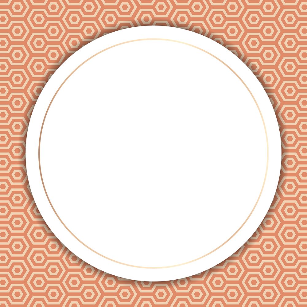 Gold frame on an orange Kikko Japanese seamless pattern vector