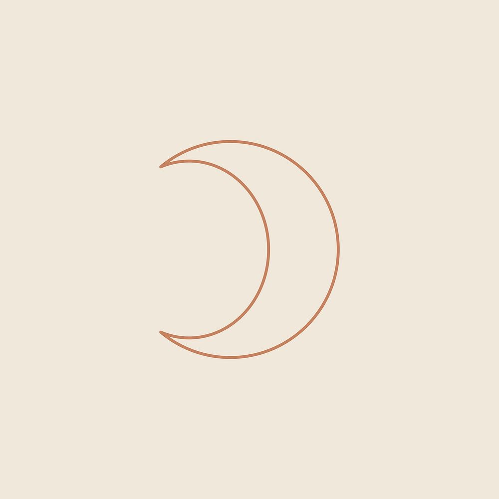 Crescent linear art vector design element on beige background