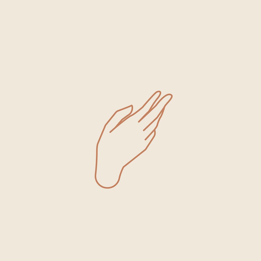 Magical hand vector linear drawing on beige background