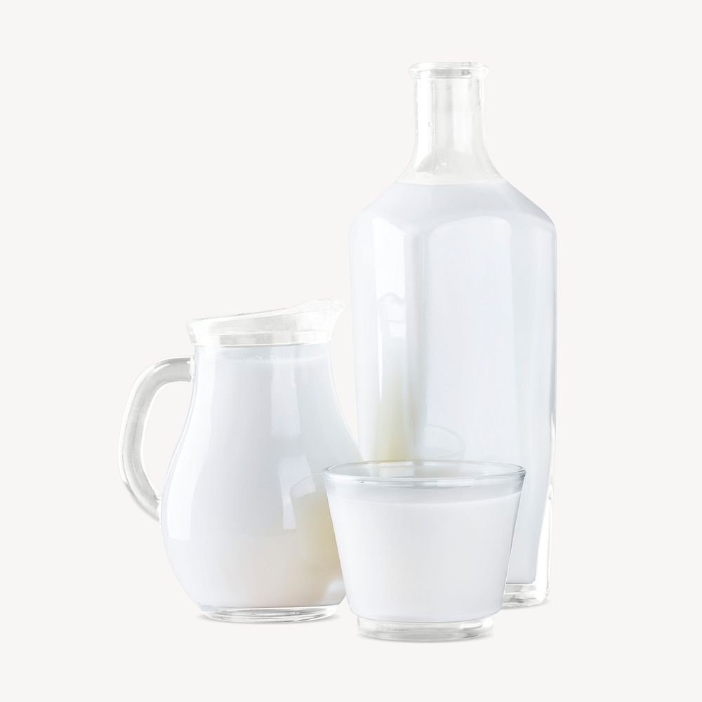 Milk jug collage element, food design psd