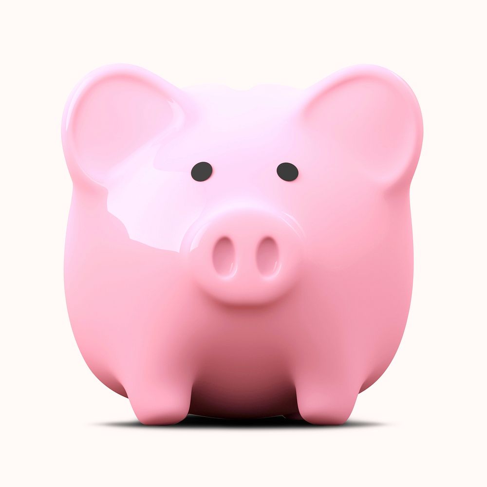 Piggy bank collage element, savings design psd