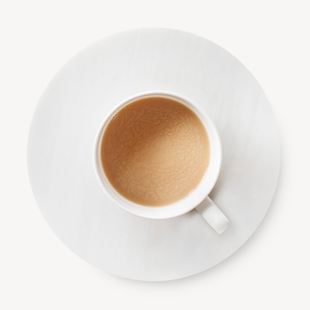 Coffee cup sticker, morning beverage image psd