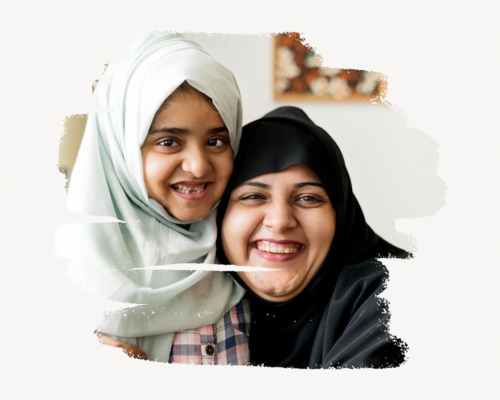 Sweet Muslim mother and daughter image element