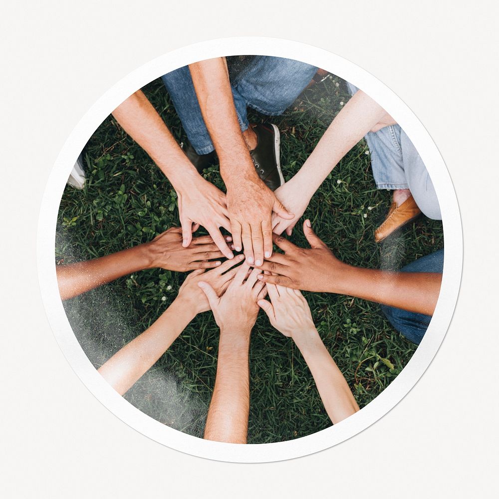 Teamwork, diverse hands in circle frame, community image