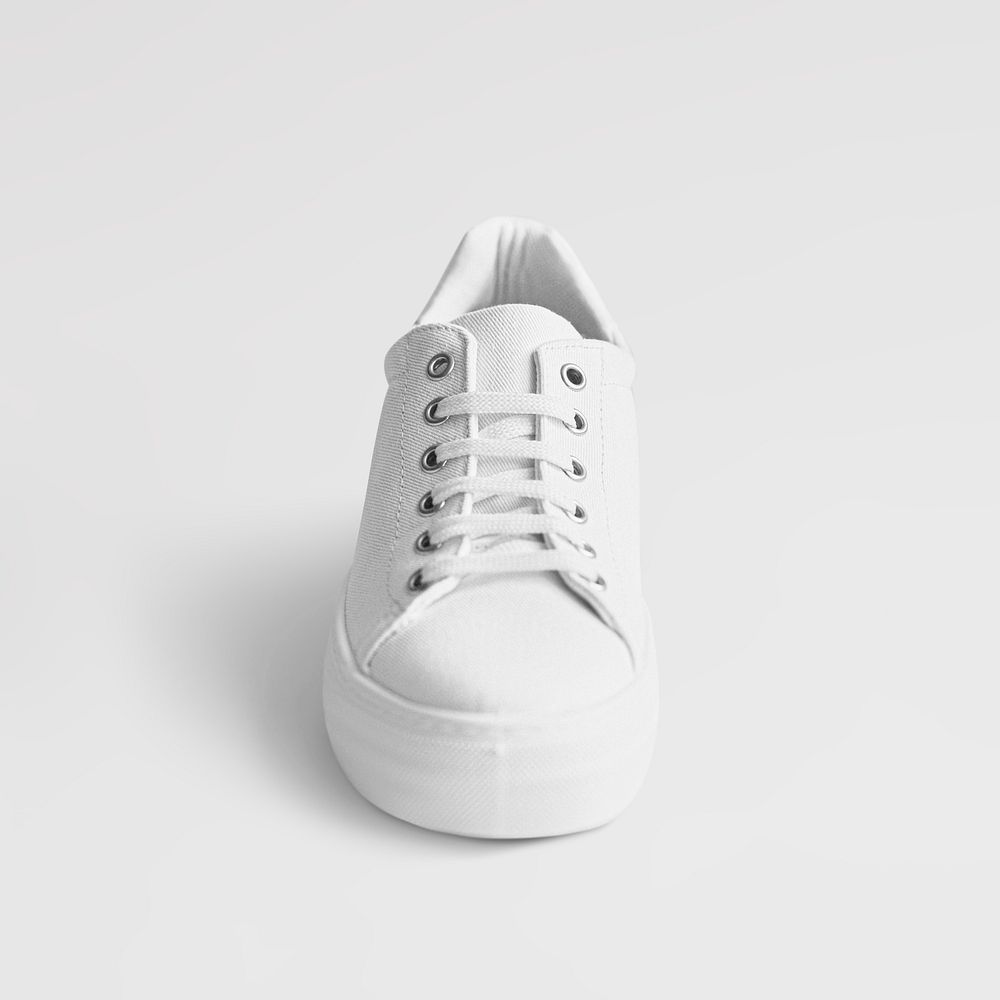 Psd white canvas sneakers mockup minimal fashion