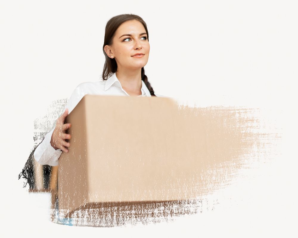 Woman moving in to a new house image element