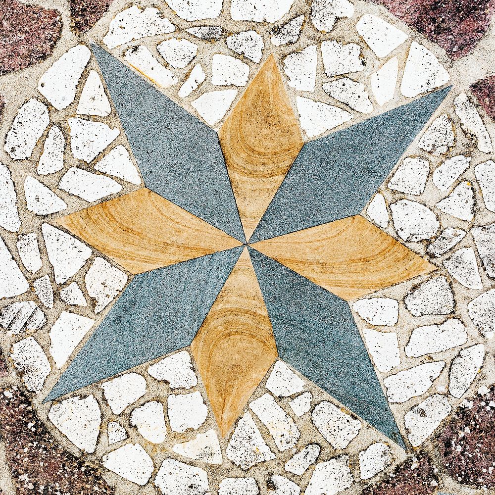 Octagram pebble pattern on the floor