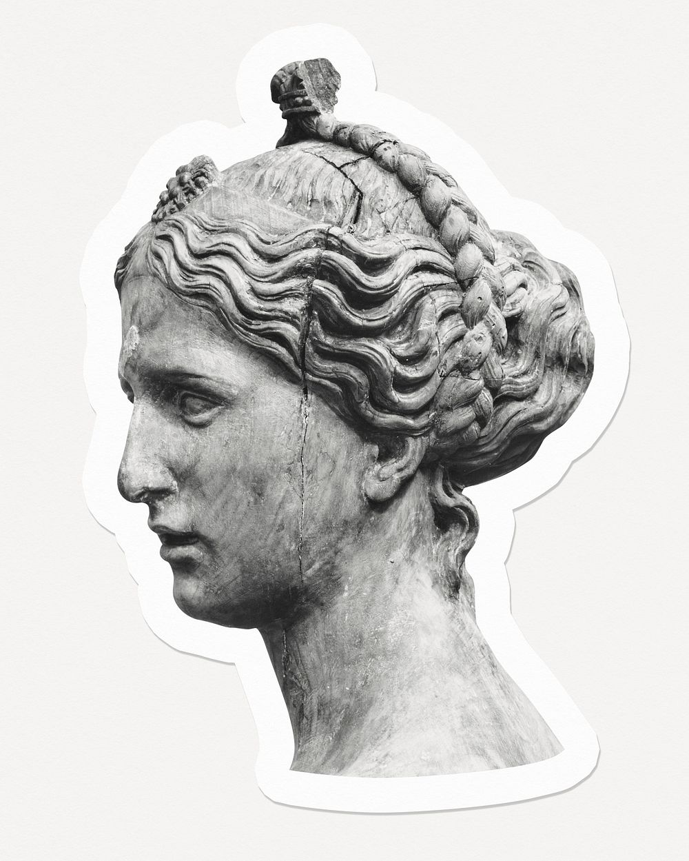 Woman head marble sculpture, off white design