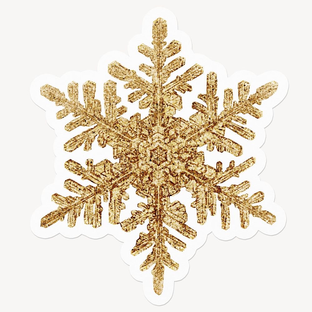 Winter gold snowflake, isolated, off white design