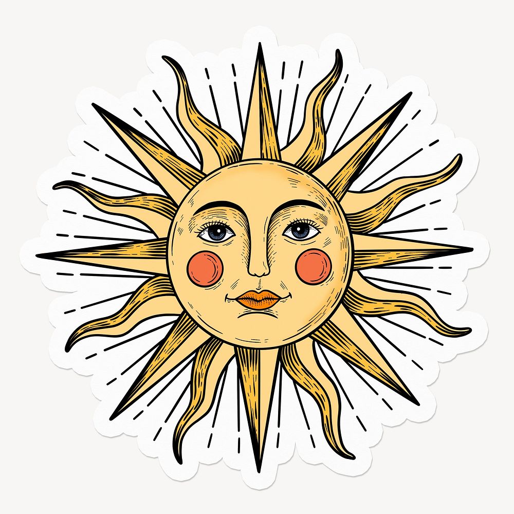Sun with face, vintage astronomy illustration