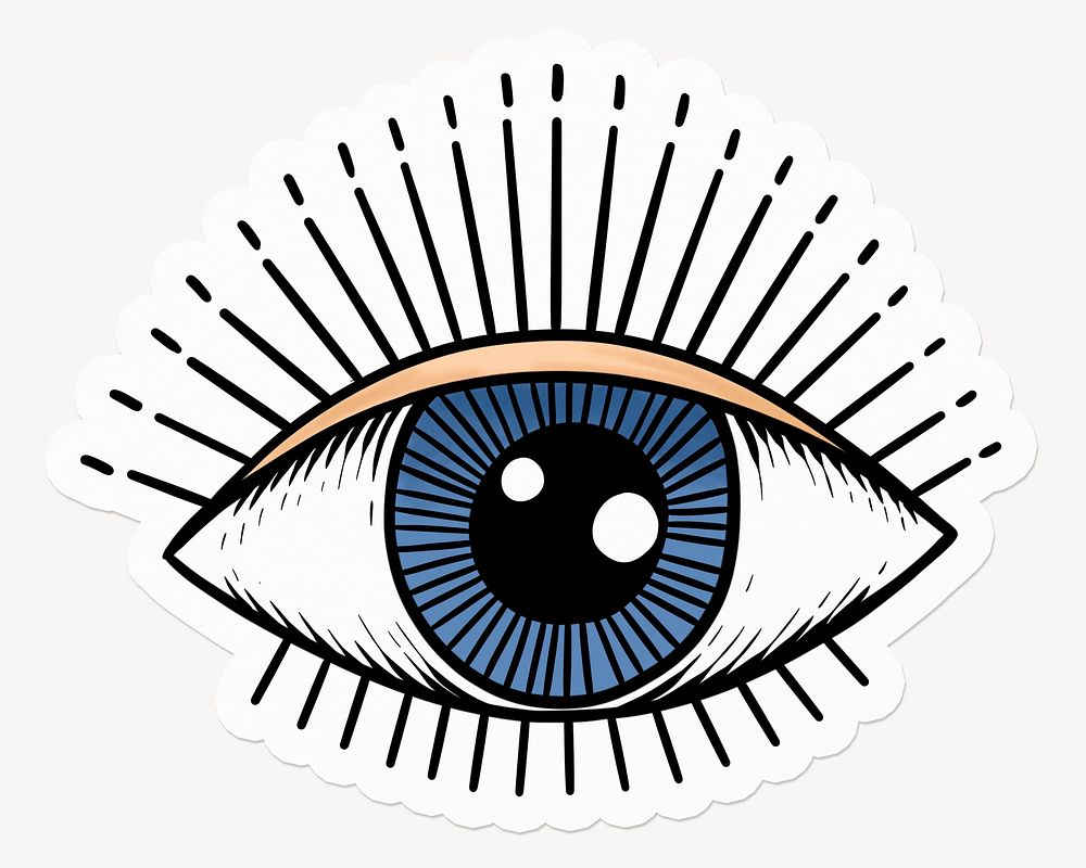 Greek evil eye, cartoon illustration
