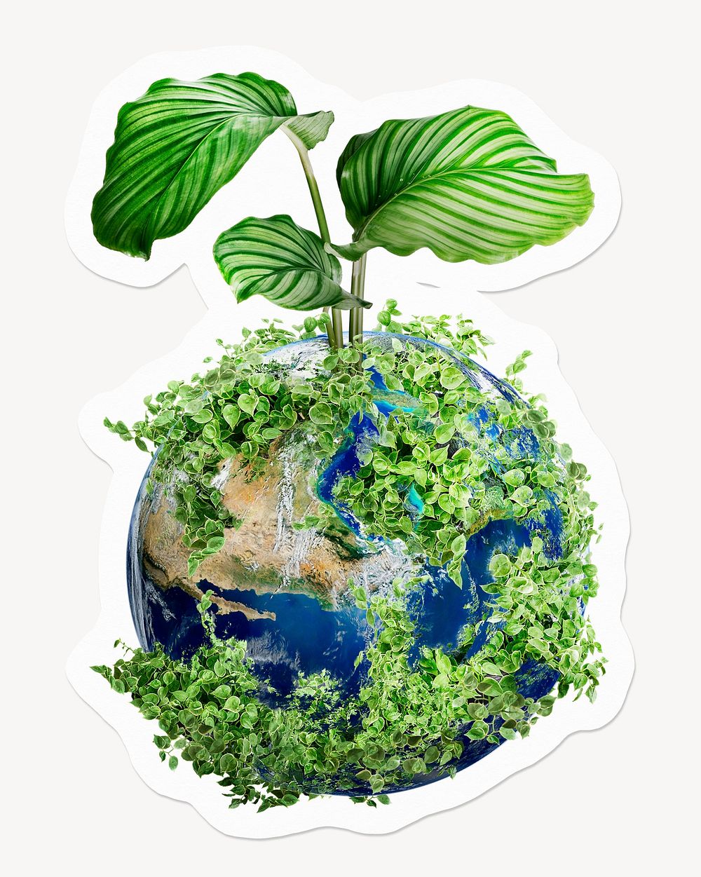 Tree growing on globe, save the planet campaign