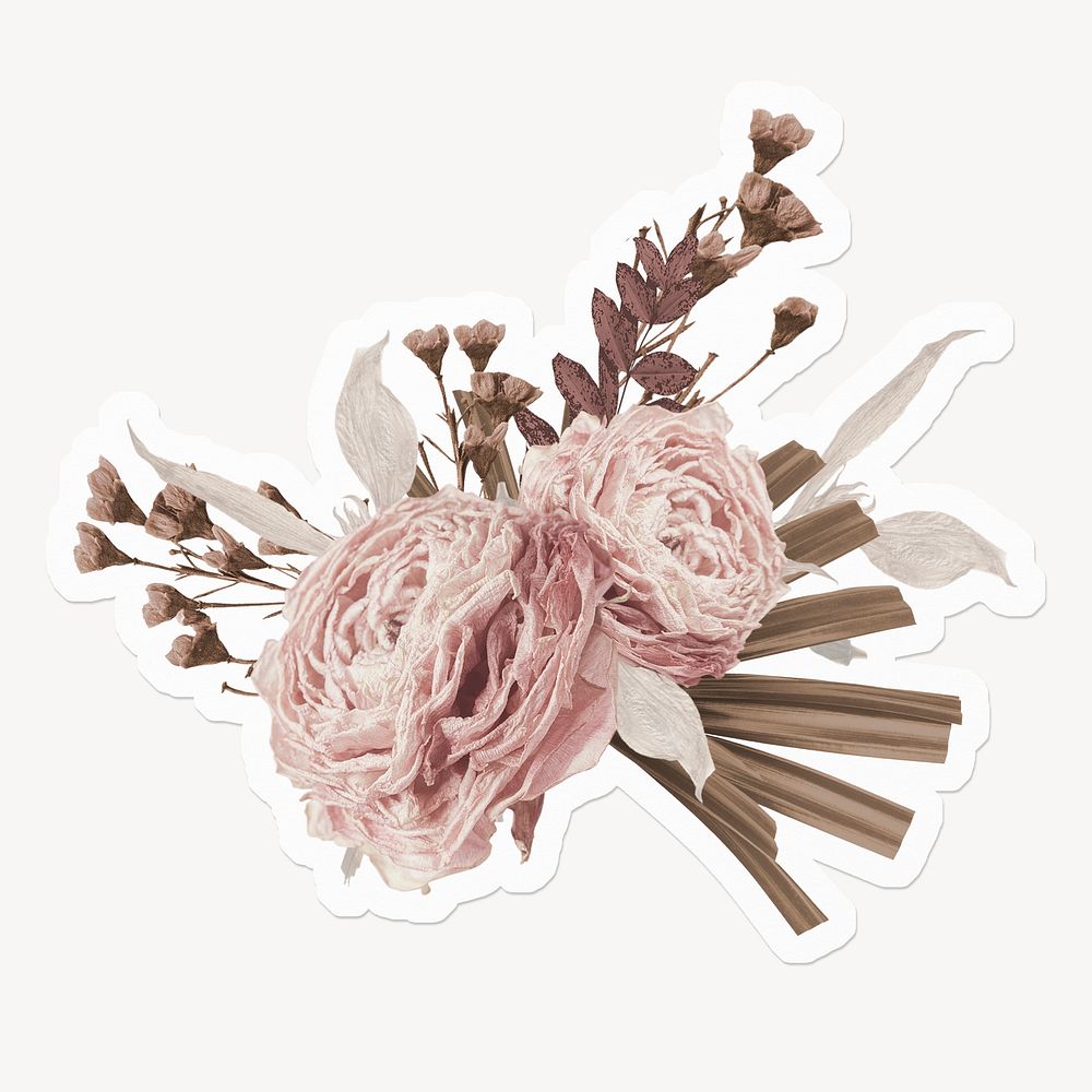 Vintage pink flower, beige bouquet design