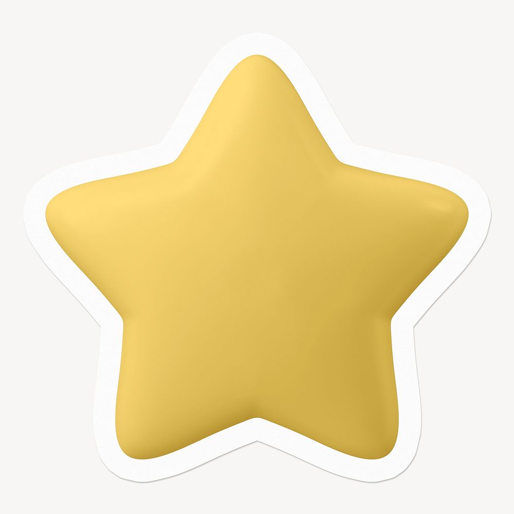 3D yellow star, cute illustration, off white design