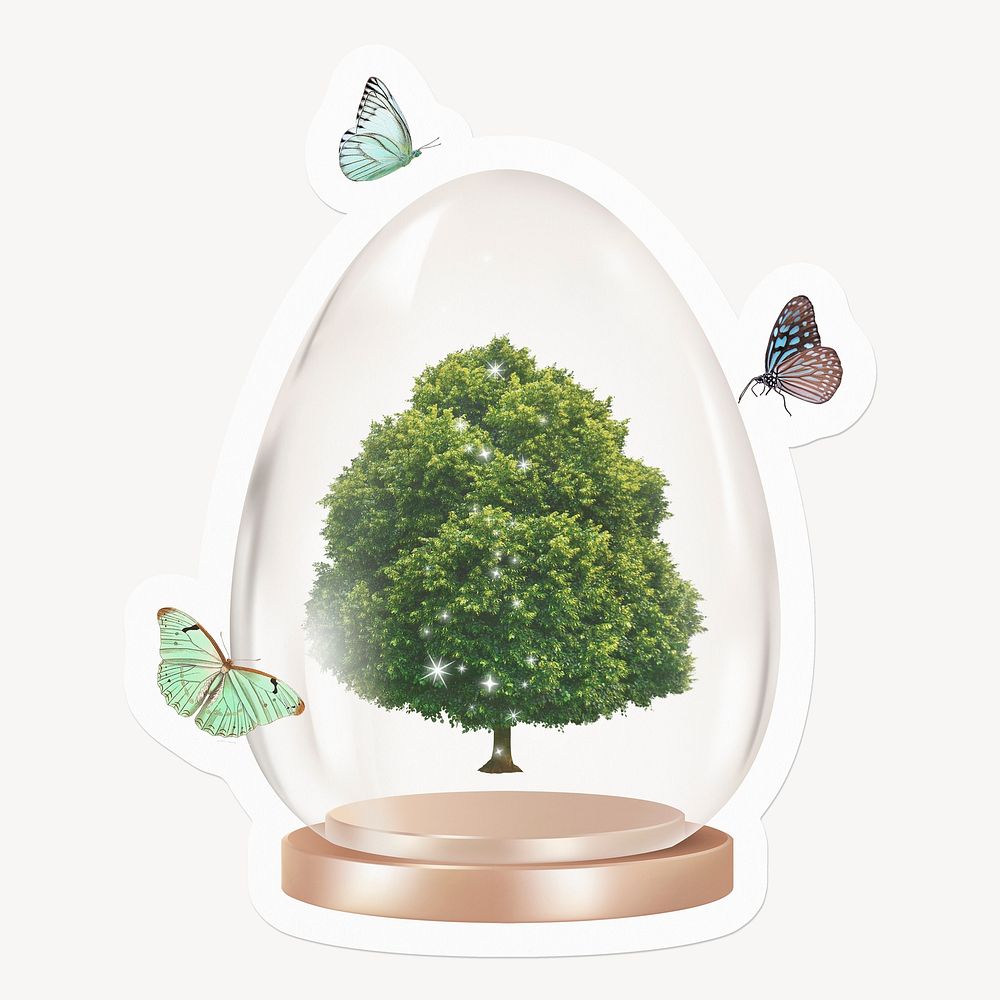 Nature aesthetic, tree in dome, off white design