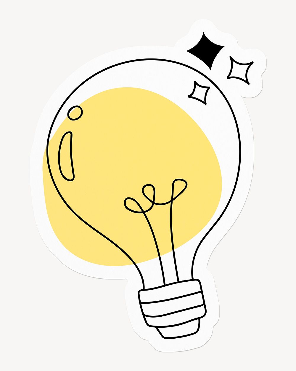 Glowing light bulb doodle, drawing illustration