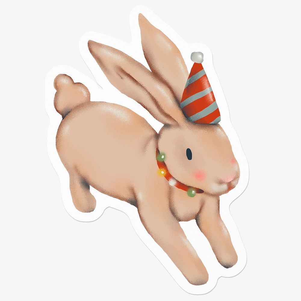 Rabbit, cute winter holidays, animal illustration