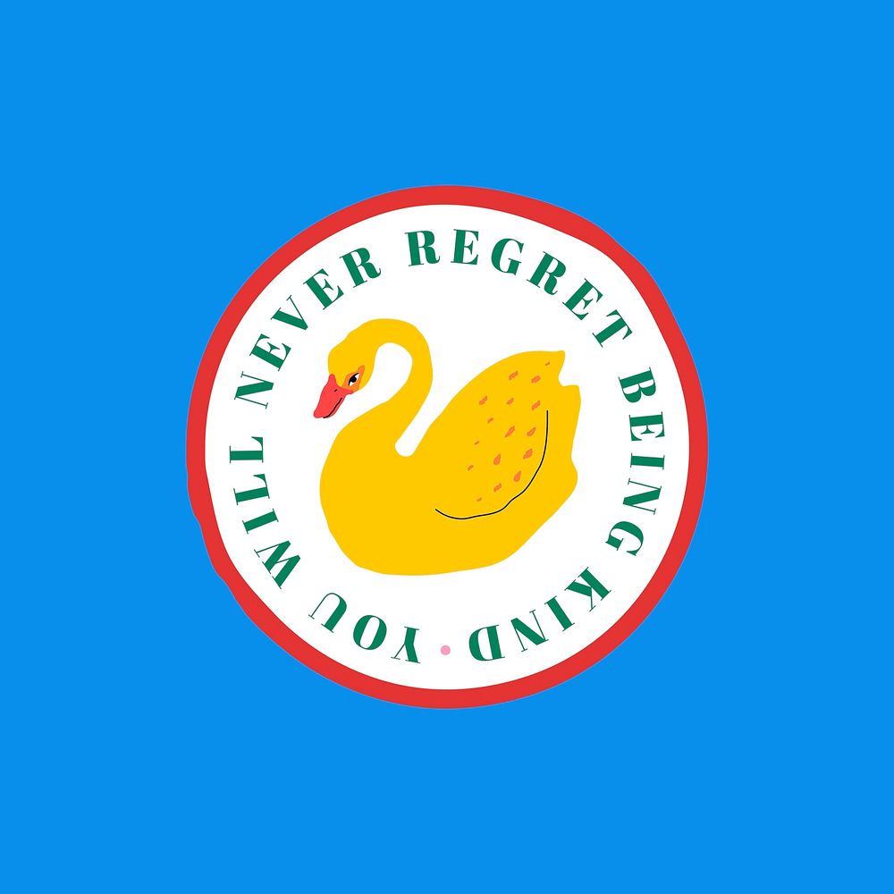 Round swan badge vector on blue background