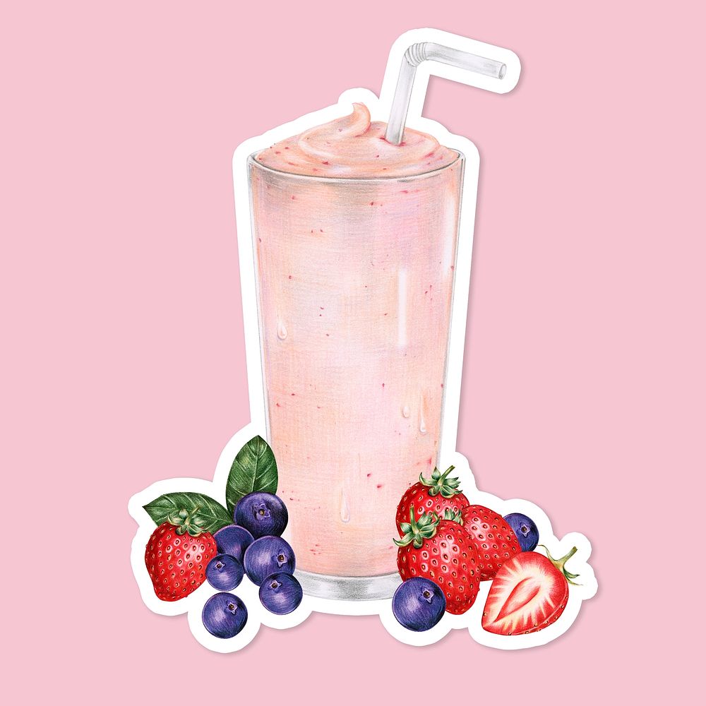 Fresh smoothie milkshake drawing psd illustration
