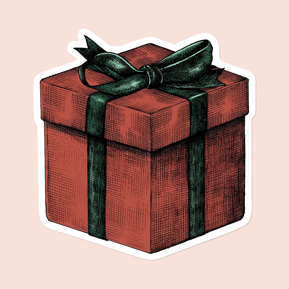 Red present box drawing social sticker