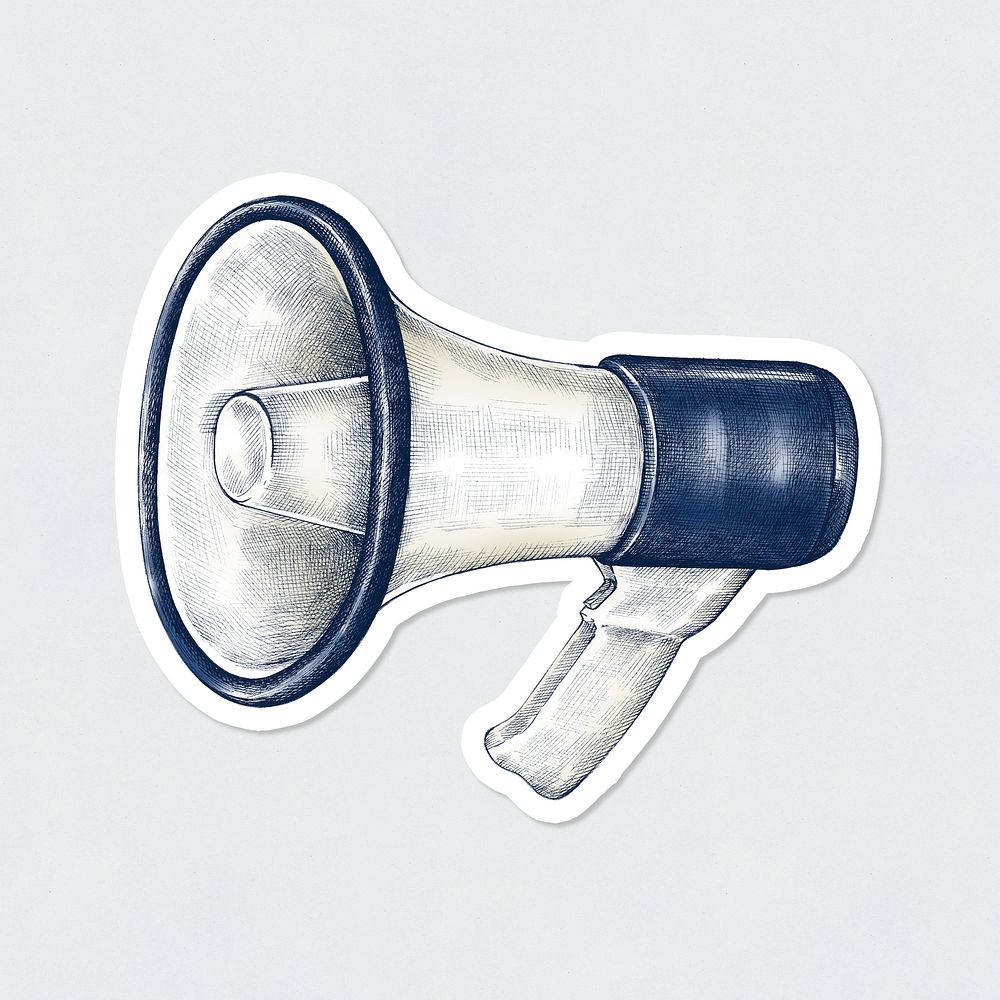 Blue megaphone vintage icon sticker