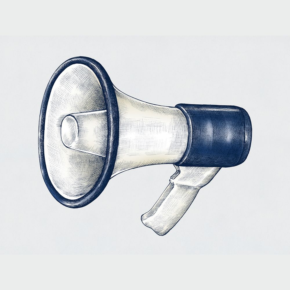 Hand drawn blue megaphone sticker