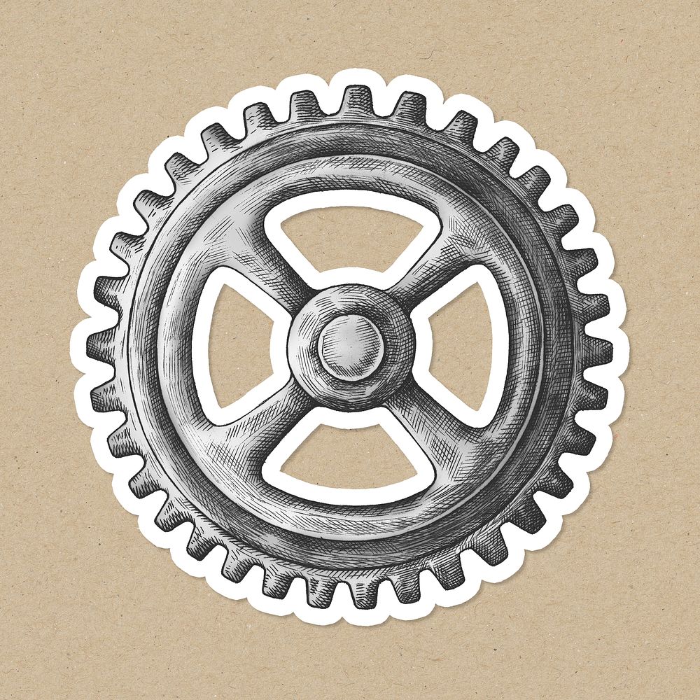 Cog wheel vintage cartoon icon sticker