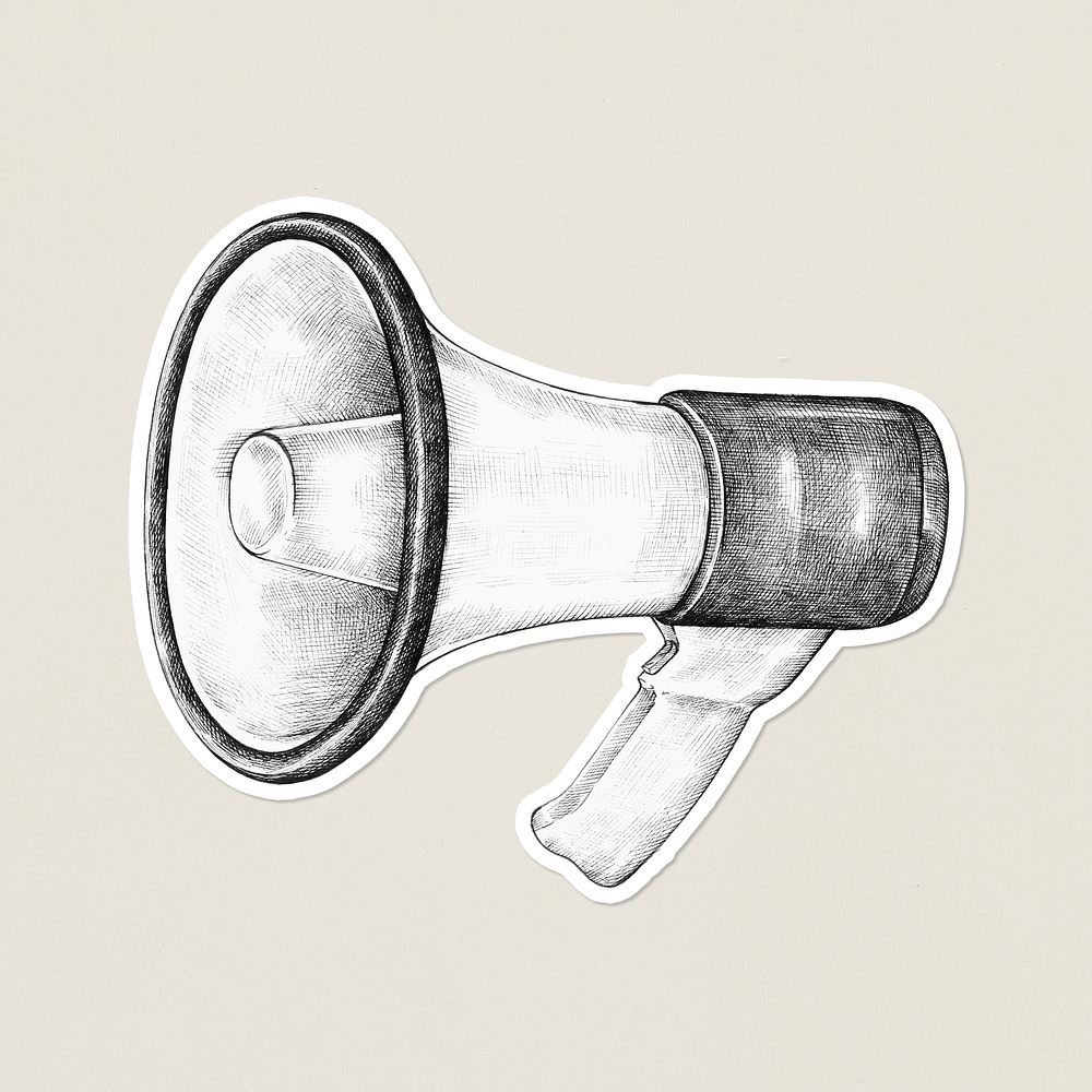 Cartoon megaphone vintage sticker psd
