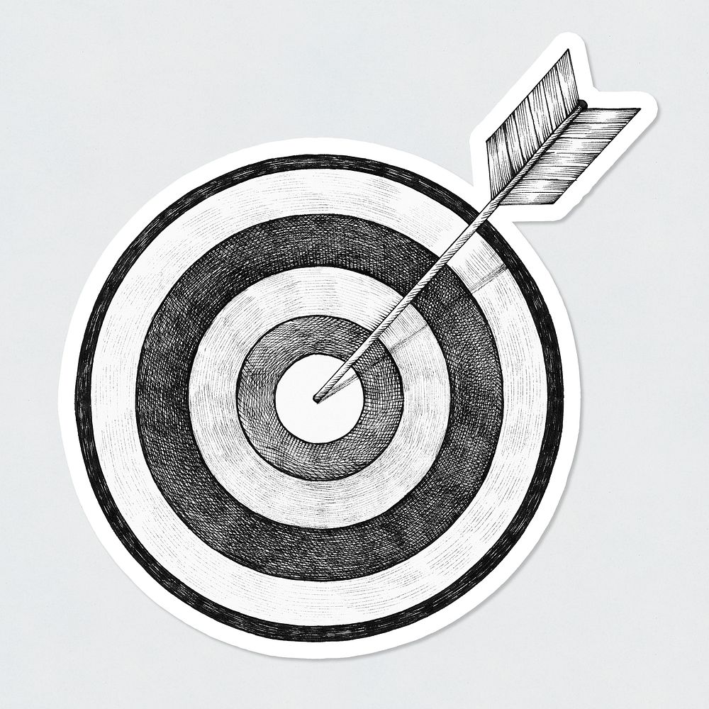 Psd arrow and target sticker black and white style 