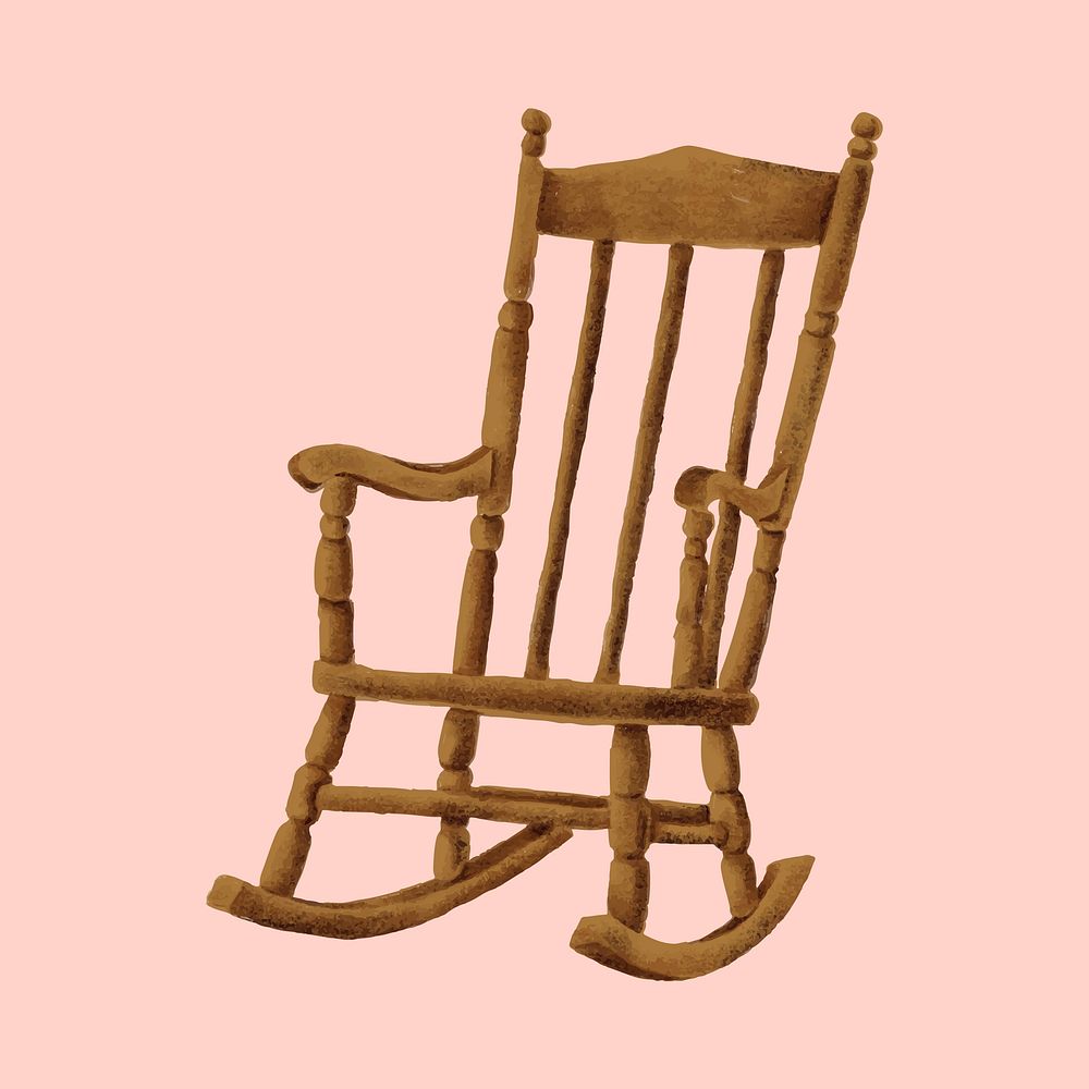Wooden rocking chair psd illustration
