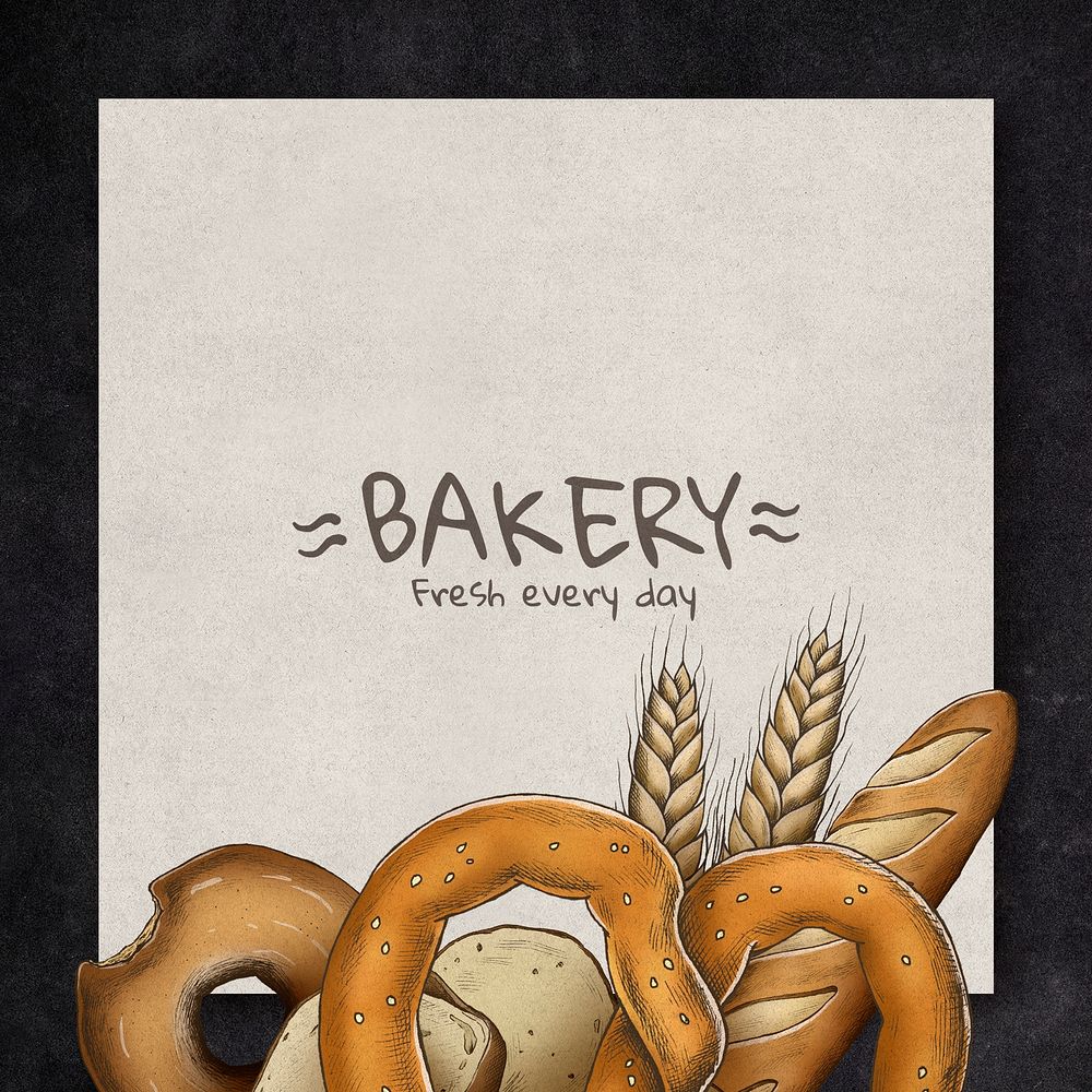 Hand drawn vintage baked bread banner
