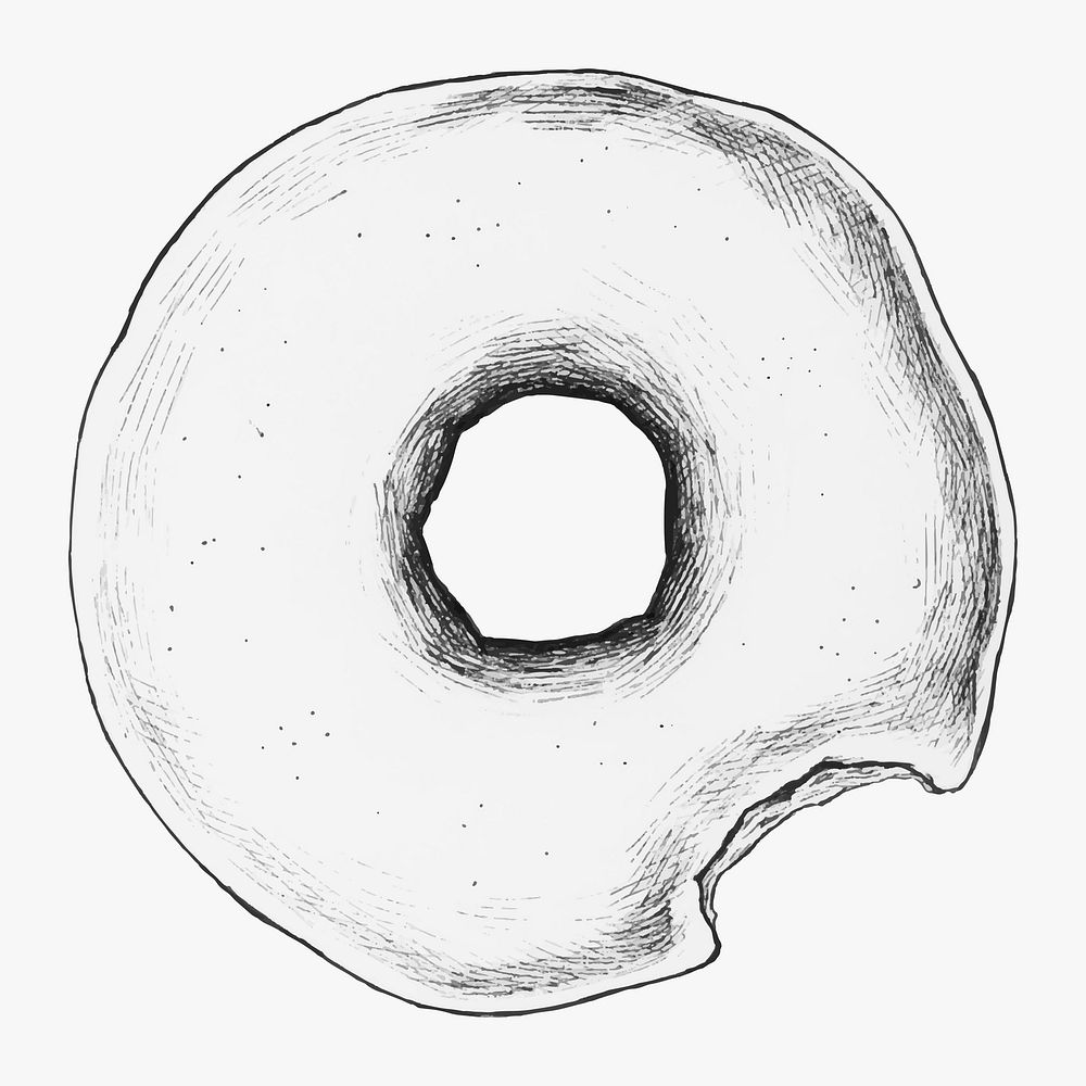 Hand drawn plain donut vector