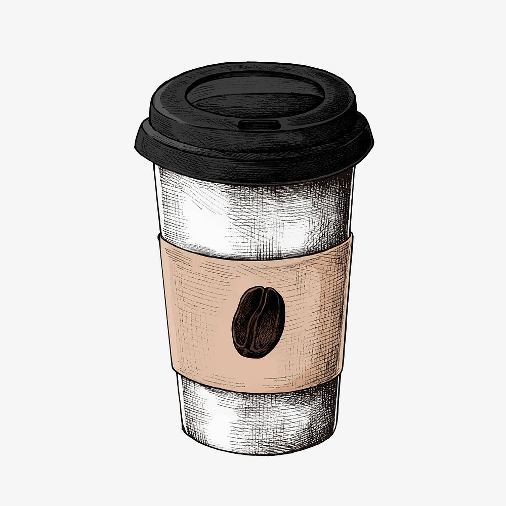 Hand drawn coffee to go cup