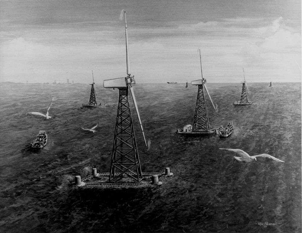 Some day there may be groups of large wind energy conversion systems in offshore areas near U.S. coastlines, c. 1977.…